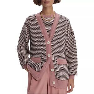 Varley Tiffany Textured Knit Cotton True Knit Patterned Cardigan M